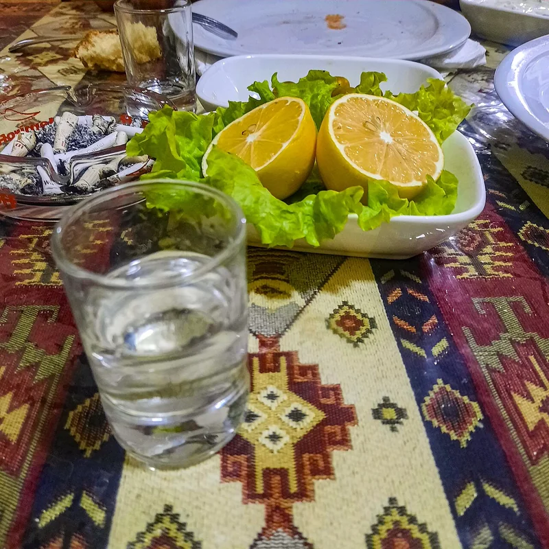 A small glass of vodka, a neutral grain or potato spirit used as a cocktail base
