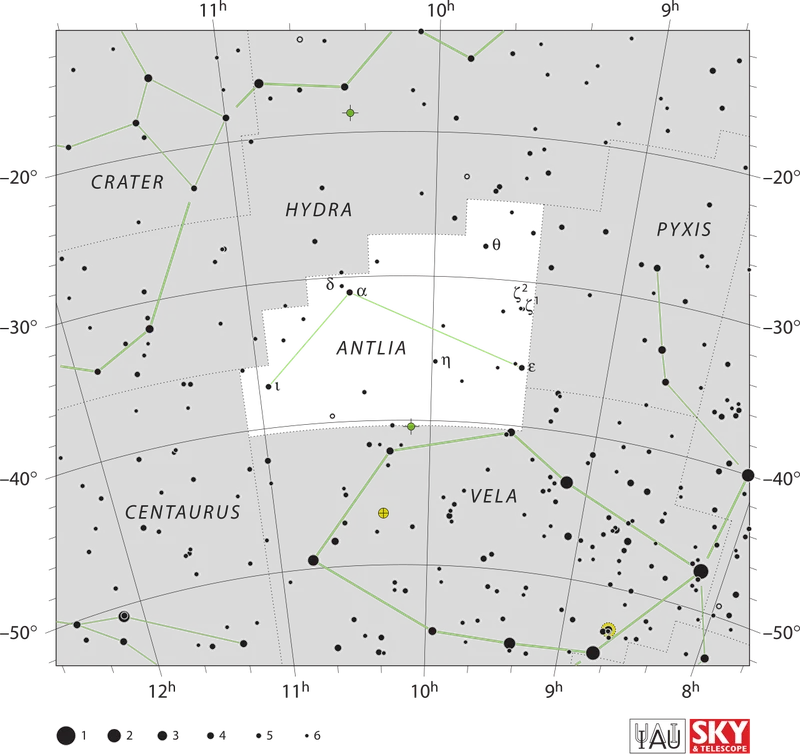 IAU official constellation map of Antlia (Ant)