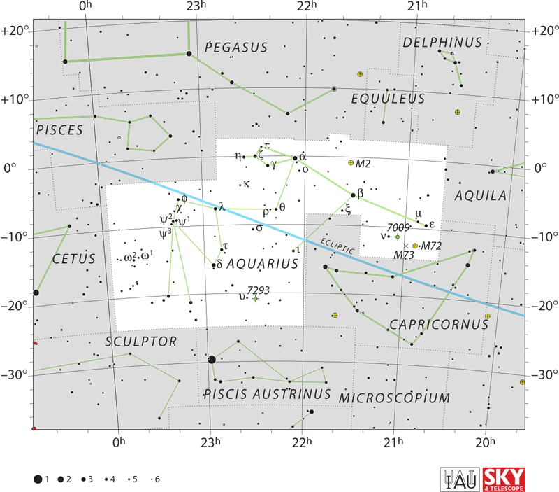 IAU official constellation map of Aquarius (Aqr)