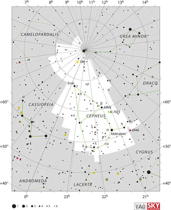 IAU official constellation map of Cepheus (Cep)