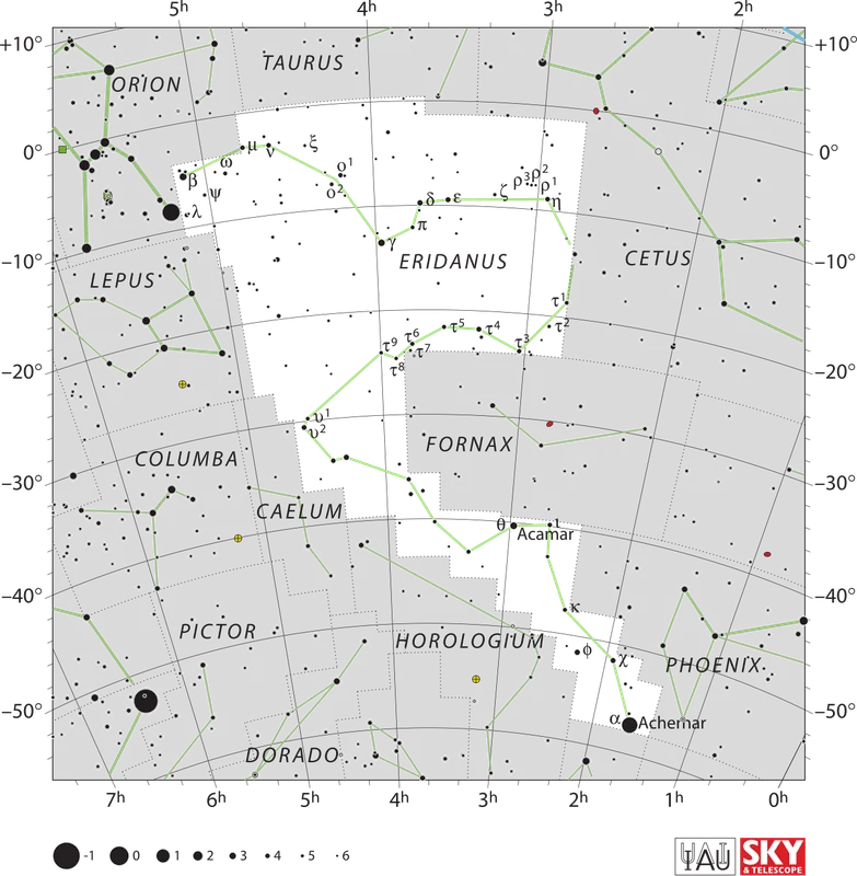IAU official constellation map of Eridanus (Eri)