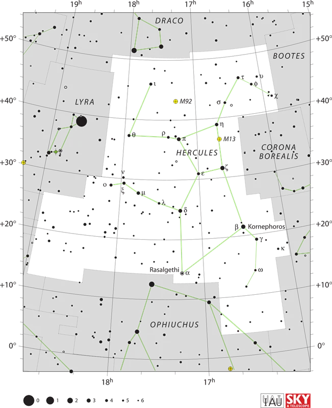 IAU official constellation map of Hercules (Her)