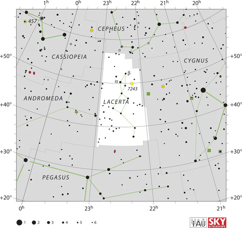 IAU official constellation map of Lacerta (Lac)
