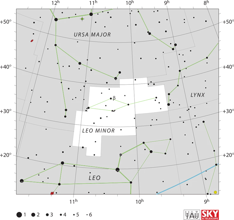 IAU official constellation map of Leo Minor (LMi)