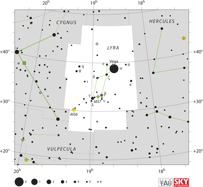IAU official constellation map of Lyra (Lyr)
