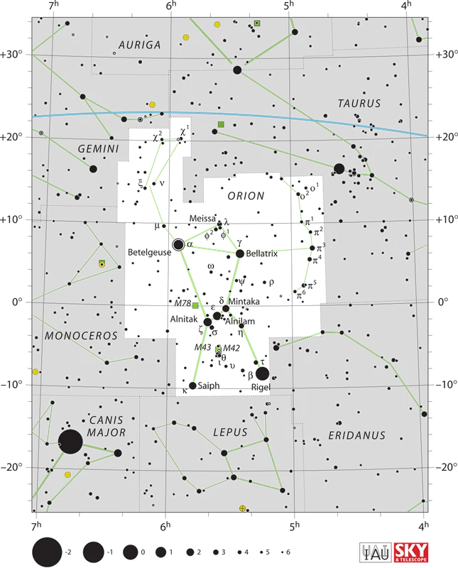 IAU official constellation map of Orion (Ori)