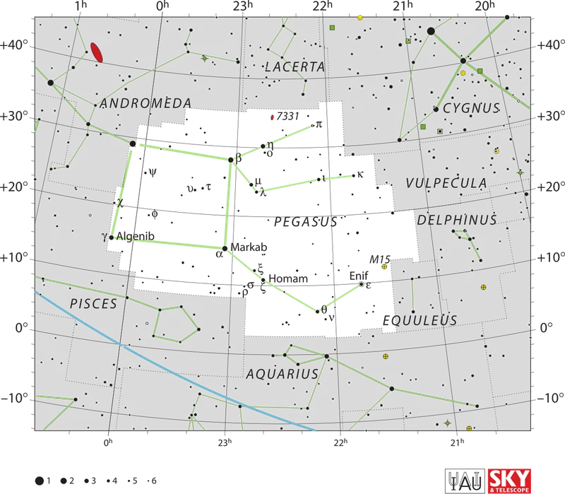 IAU official constellation map of Pegasus (Peg)