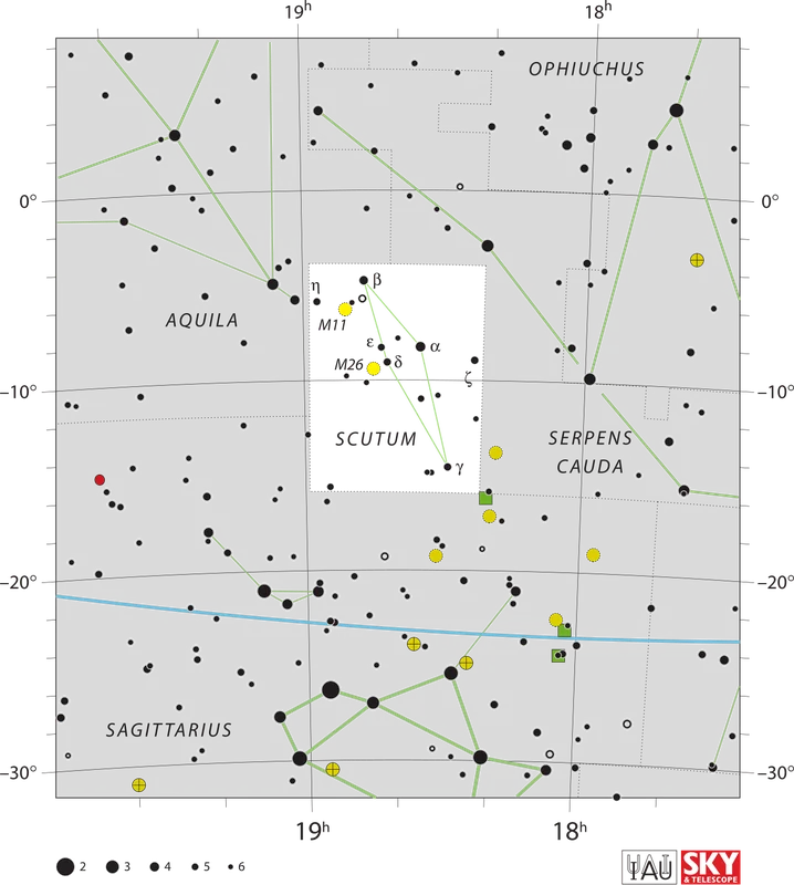 IAU official constellation map of Scutum (Sct)