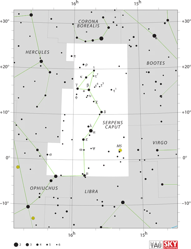 IAU official constellation map of Serpens (Ser)