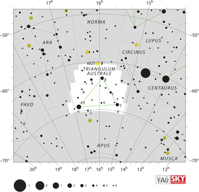 IAU official constellation map of Triangulum Australe (TrA)
