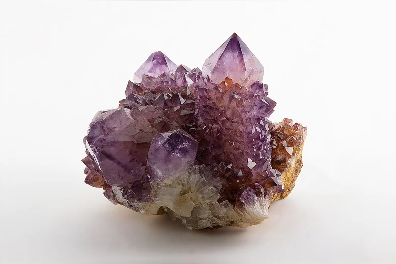Amethyst crystal cluster from Magaliesburg, South Africa showing purple colour