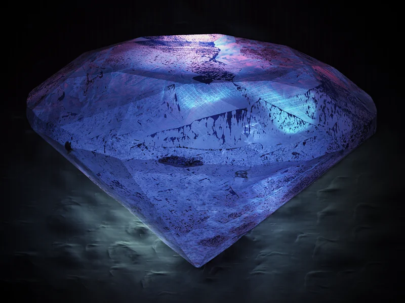 Brilliant-cut diamond showing internal reflections and dispersion