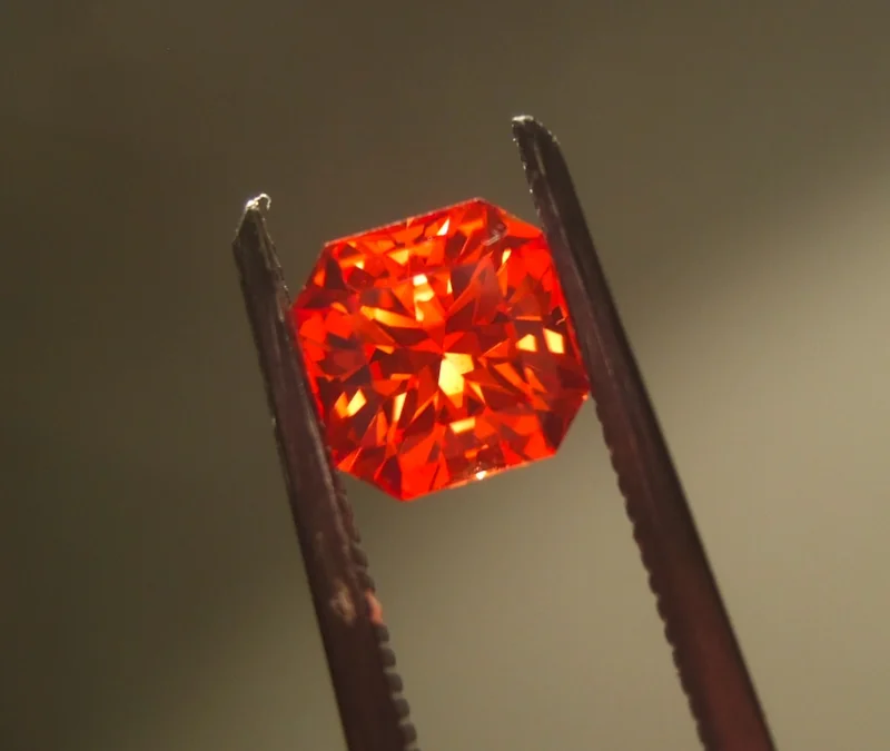 Corundum gemstone specimen; padparadscha is the salmon-pink variety of this mineral species