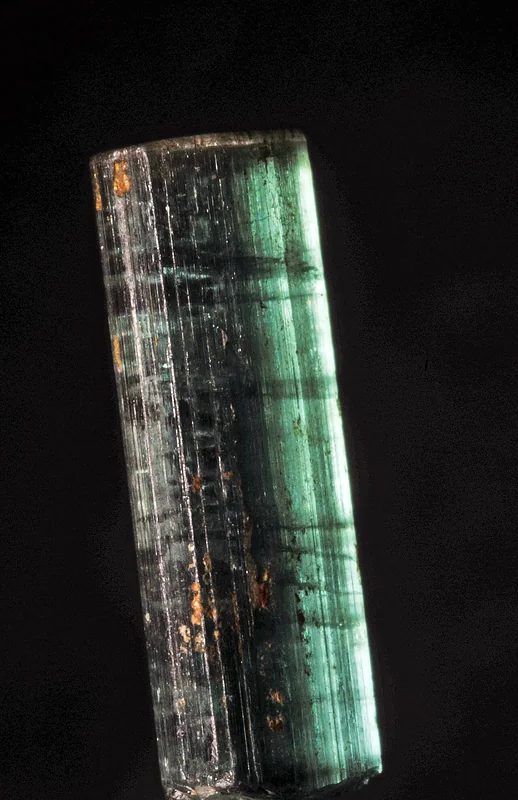 Elbaite tourmaline specimen; Paraiba tourmaline is the copper-bearing blue-green variety