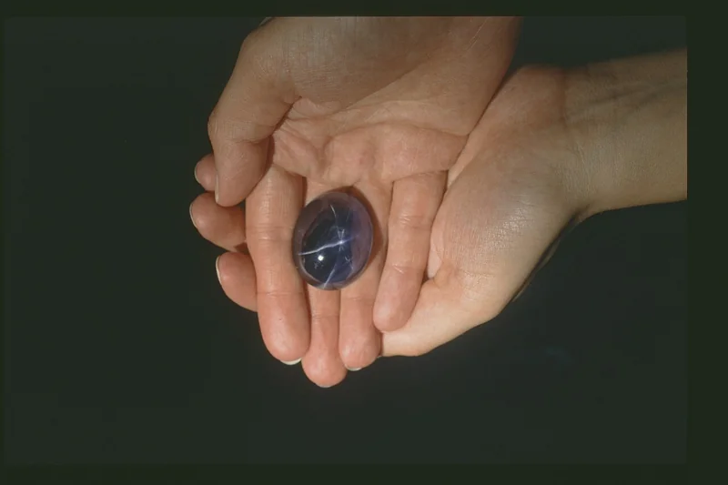Corundum specimen; star sapphire is corundum with oriented rutile silk producing six-rayed asterism
