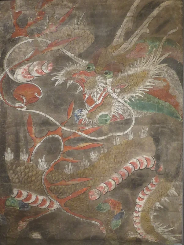 Korean ink and color painting of a dragon (dragon-egg birth myth), Joseon dynasty, 18th century