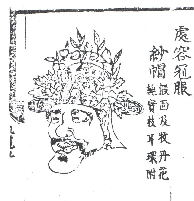 Cheoyong depicted in the Akhak Gwebeom (Guide to the Study of Music), 1493