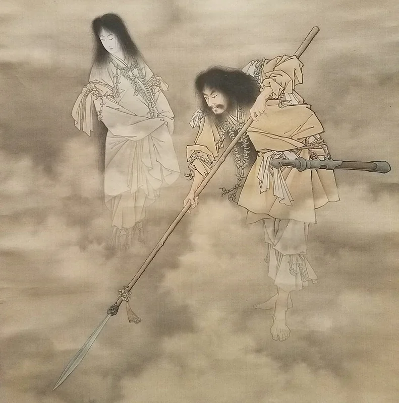 Izanami and Izanagi creating the first Japanese islands, Kobayashi Eitaku, 1880s