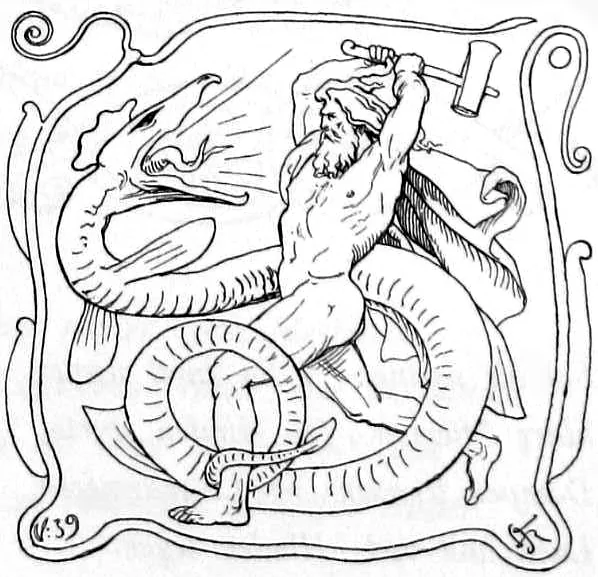 Thor and Jörmungandr by Lorenz Frølich, 1906