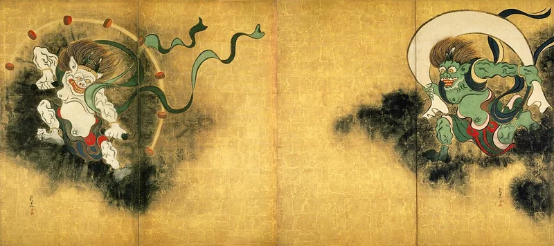 Raijin (Thunder God) and Fujin (Wind God) by Ogata Korin, c. 1710
