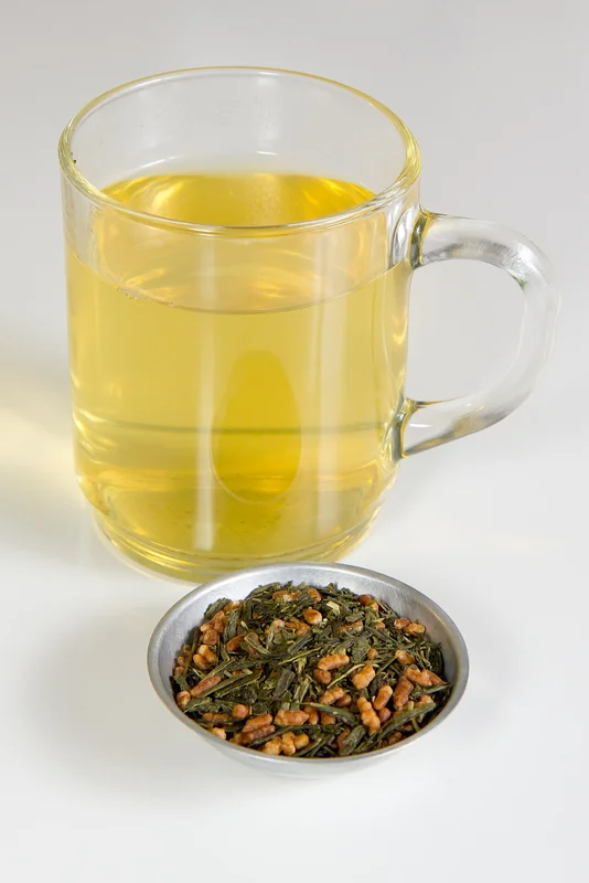 Genmaicha green tea with roasted brown rice kernels