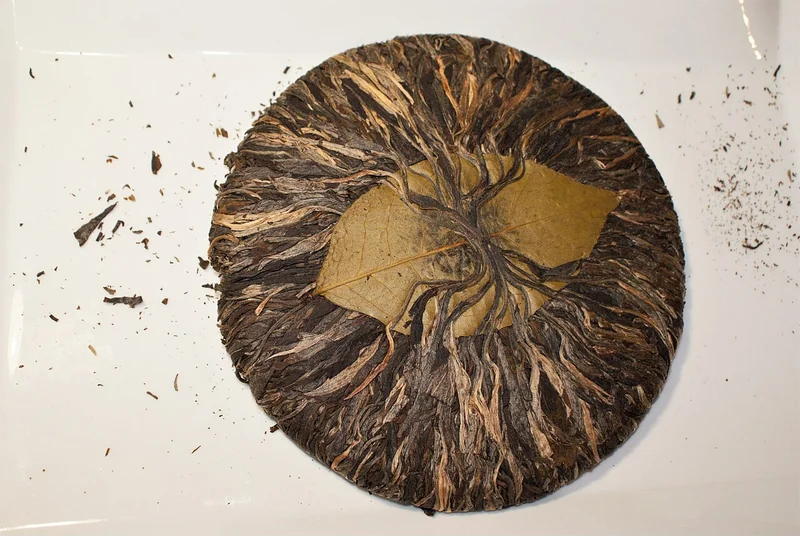 A compressed sheng pu-erh tea cake from Yunnan