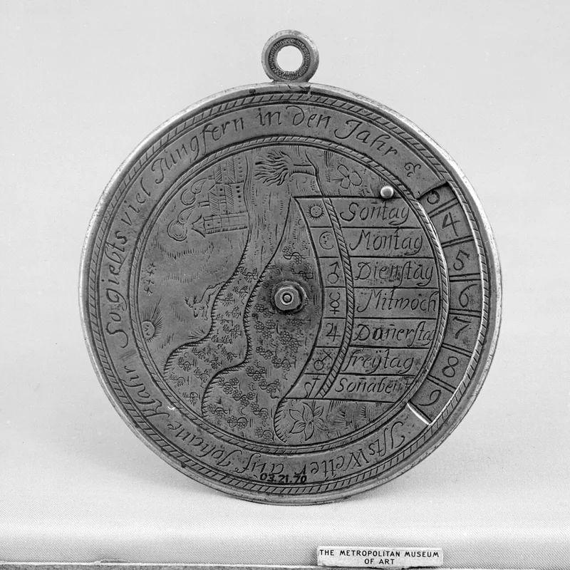 Perpetual calendar watch movement showing the 48-month cam stack and levers