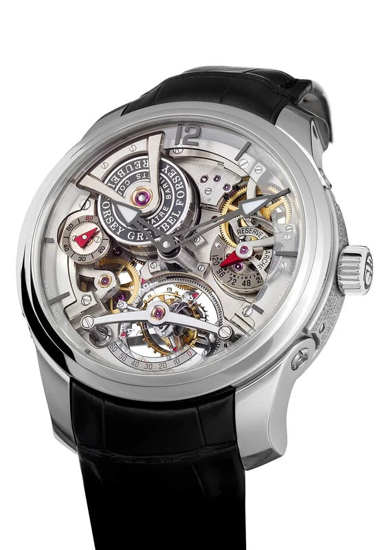 Animated illustration of a tourbillon cage rotating with balance wheel and escapement