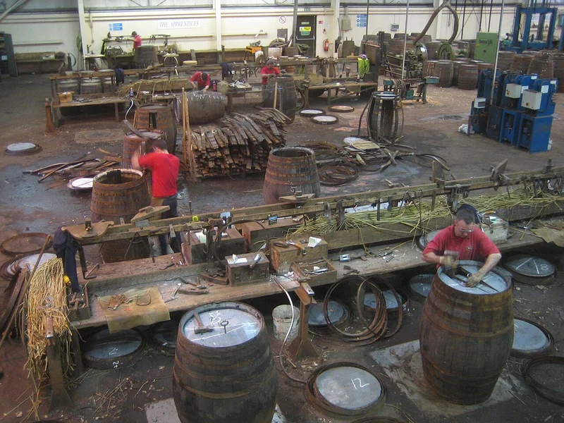A Scotch whisky cooperage and cask yard
